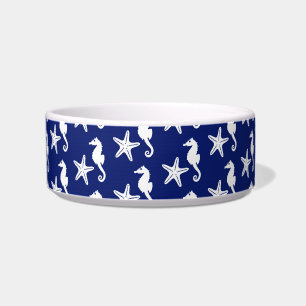Comedero Caballo de mar y pez estrella - azul marino y blan