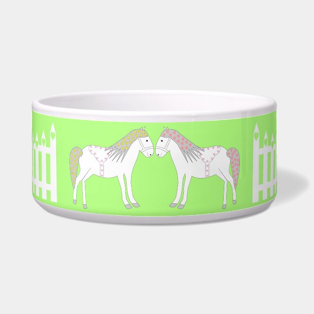 Comedero Caballos Blancos Hermosos Personalizado (Frente)