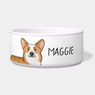 Comedero Cabeza de perro Corgi Galés de Pembroke rojo y nom