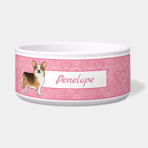 Comedero Cabeza Roja Tri Pembroke Welsh Corgi Corazones y N