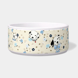 Comedero Cachorro Dalmatiano De Cachorro Azul Y Tazón Óseo