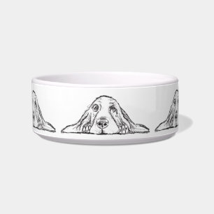 Comedero cachorro de ojos simples negro y blanco de basset 