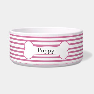Comedero Cachorro de rayas rosa pastel adorable