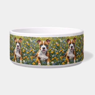 Comedero Cachorro de Staffordshire Bull Terrier marrón y bl