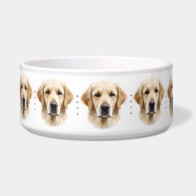 Comedero Cachorro Golden Retriever Personalizado Aquarela C (Frente)