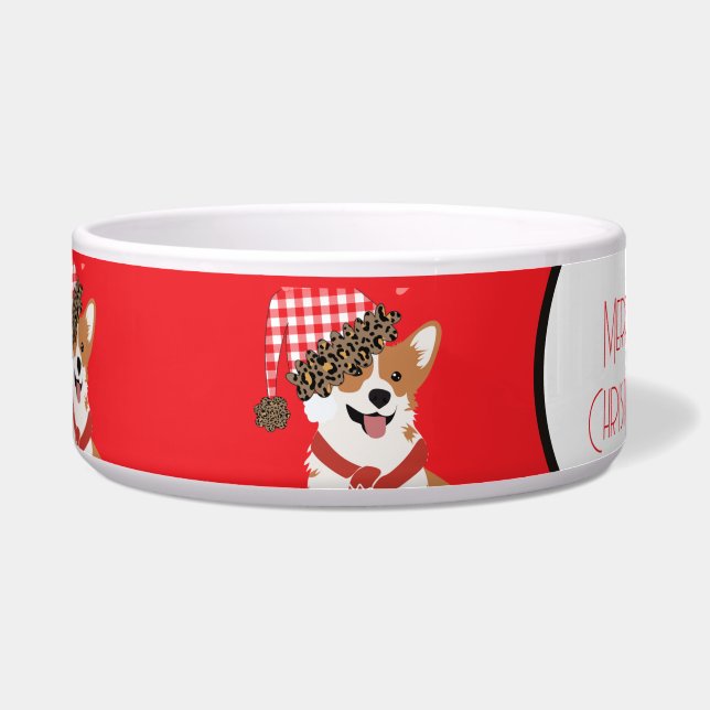 Comedero Cachorro Navideño Adorable con Gorro de Santa (Frente)