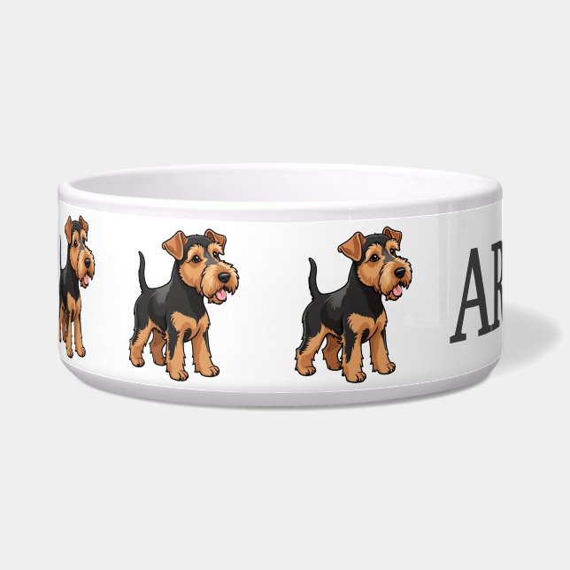 Comedero Cachorro Personalizable de Terrier Airedale Adorab (Izquierda)