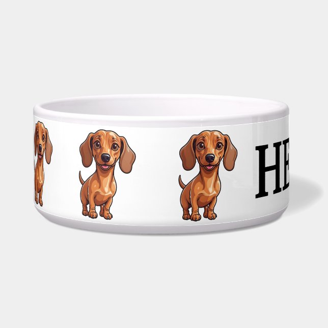 Comedero Cachorro salchicha personalizado (Izquierda)