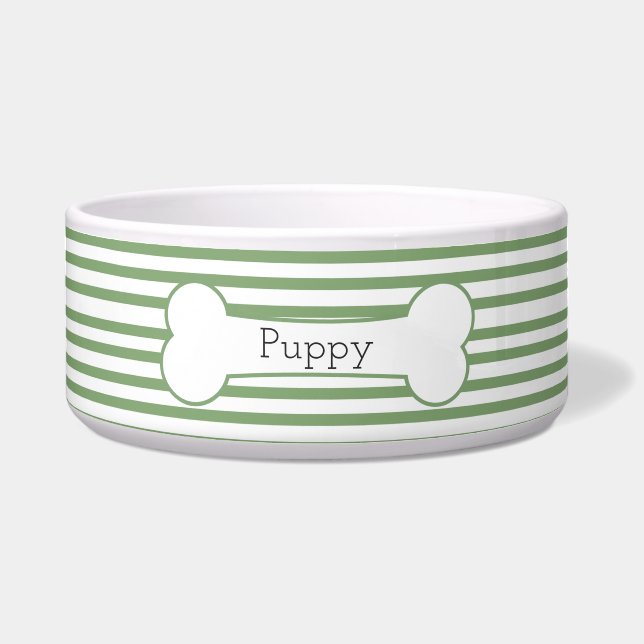Comedero Cachorro tiras verde pastel lindo (Frente)