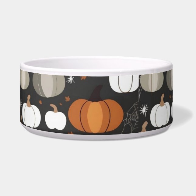 Comedero Calabaza de Halloween y tazón de perro de Cobweb - (Frente)