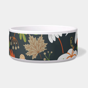 Comedero Calabaza sin soldadura patrón floral blanco y negr