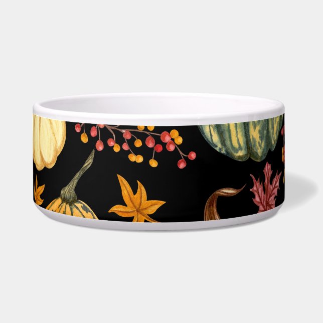 Comedero Calabazas acuarelas: Patrón sin foco de otoño. (Frente)