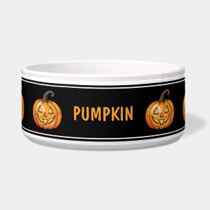 Comedero Calabazas Cuestas Con Caras Y Nombre Negro Hallowe