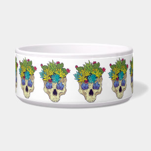 Comedero Calavera con cristales y suculentos