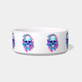Comedero Calavera Floral al Estilo Vaporwave