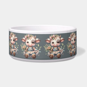 Comedero Calf Kawaii de grano con traje floral vintage