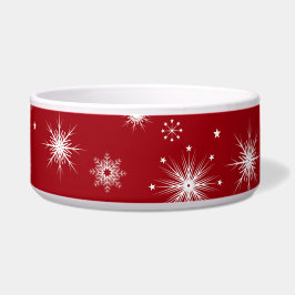Comedero Cama de perro festiva roja con copos de nieve Cama