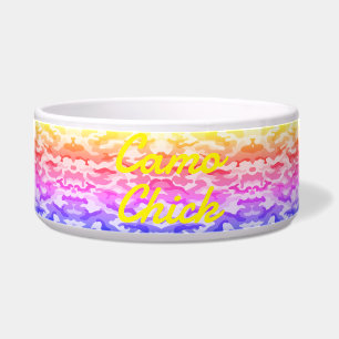 Comedero Camuflaje Femenino Pasteles Monograma en Amarillo