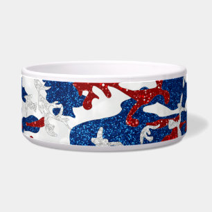 Comedero Camuflaje Rojo, Blanco y Azul 4 de Julio Brillo pa