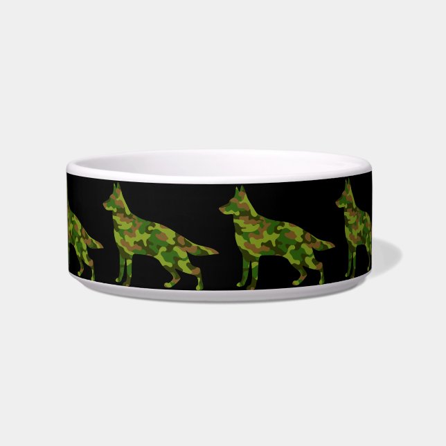 Comedero camuflaje verde militar pastor alemán (Frente)