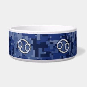 Comedero Cáncer de plata Rótulo zodiaco marina azul camo di