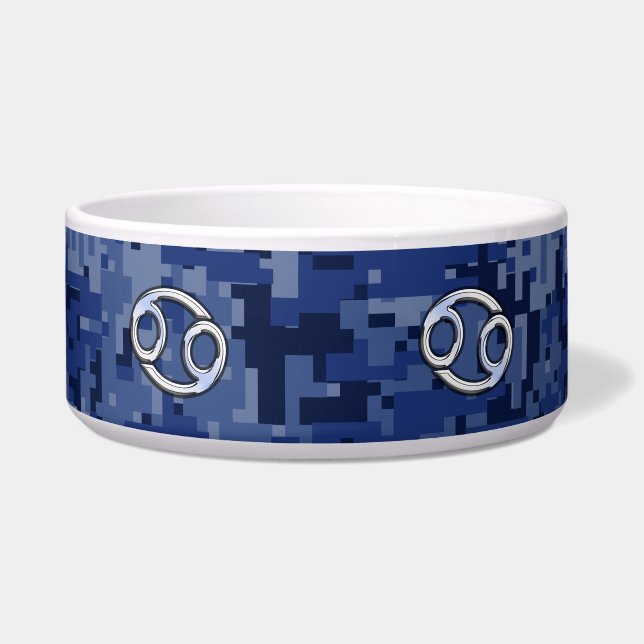 Comedero Cáncer de plata Rótulo zodiaco marina azul camo di (Frente)