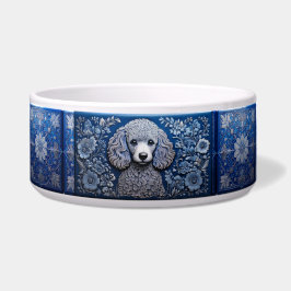 Comedero Caniche de hojalata azul
