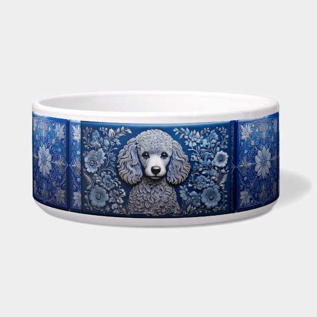 Comedero Caniche de hojalata azul (Frente)