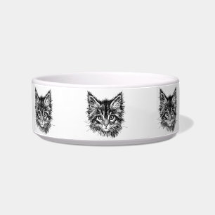 Comedero Cara de gatito blanco y negro