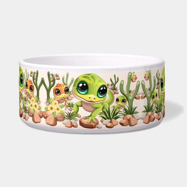 Comedero Caracteres de dibujos animados de Baby Geckos Cute (Frente)