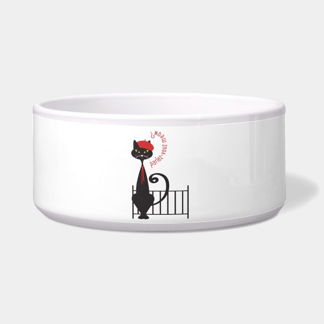 Comedero Cat Bowl - Parlez-voux Meow? (Frente)
