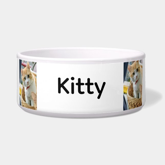Comedero Cat Photo Name Customize Ceramic Pet Bowl (Frente)