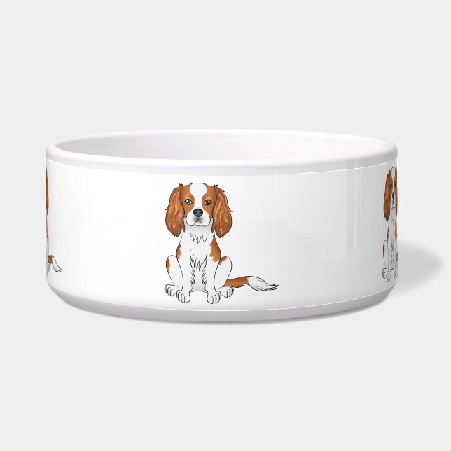 Comedero Cavalier King Charles Spaniel Blenheim perro senta (Frente)