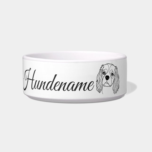 Comedero Cavalier Spaniel Line Art personalized bowl (Frente)