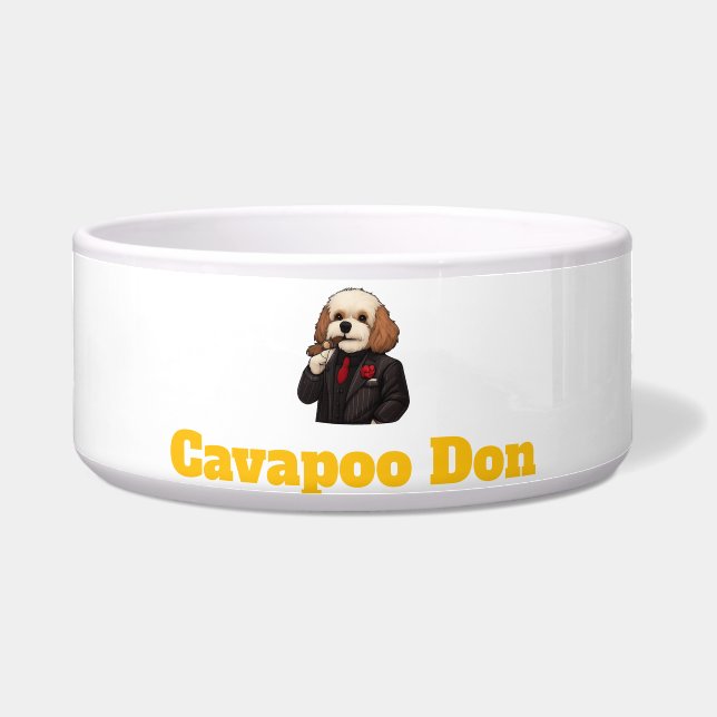 Comedero Cavapoo  Don – Mafia Dog Gentleman Illustration  (Frente)