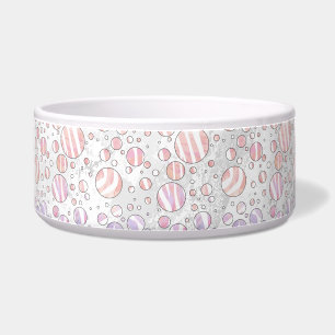 Comedero Cebra de punto de polka rosa y blanca