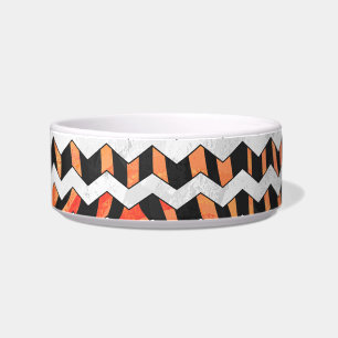 Comedero Cebra negra y Naranja Chevron