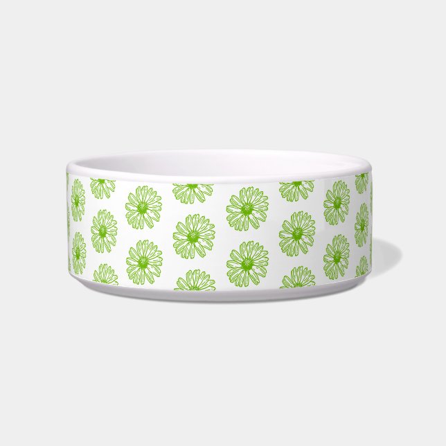 Comedero Chartreuse Green Daisy Print, Hippie Flower Print (Frente)