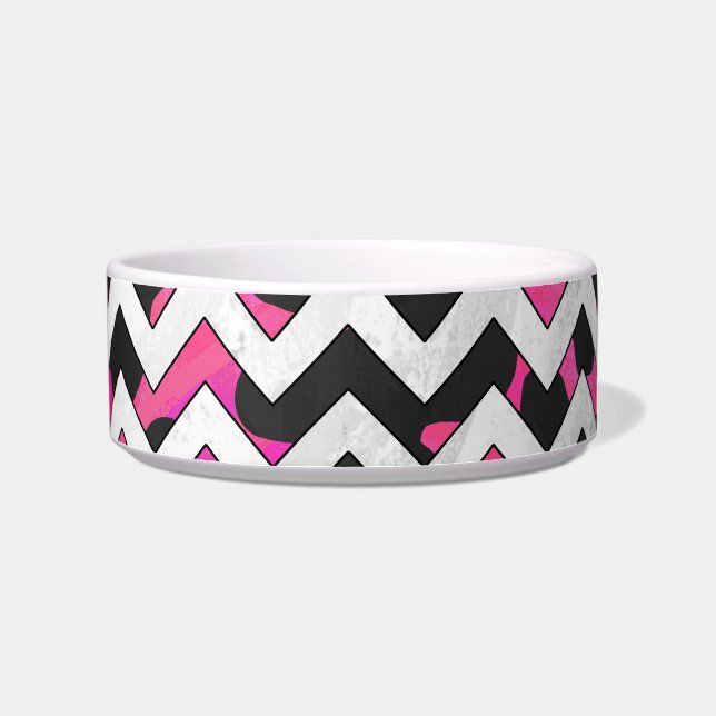 Comedero Chevron Cow Hot Pink and Black Print (Derecha)