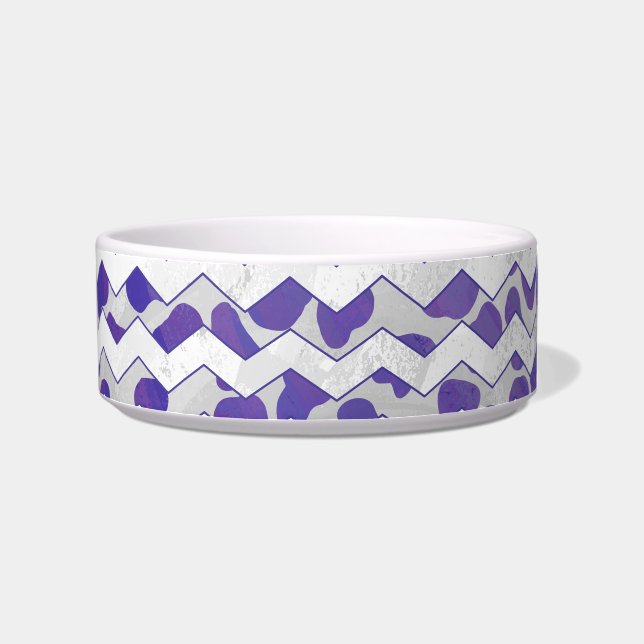 Comedero Chevron Dálmata Morado y Blanco (Derecha)