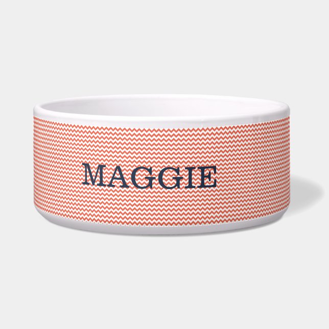 Comedero Chevron rojo claro Tazón de perro grande (Frente)