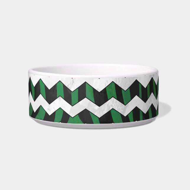 Comedero Chevron Zebra Black and Green Print (Derecha)