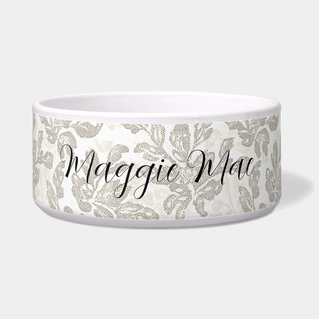 Comedero Chic White Cream Floral (Frente)