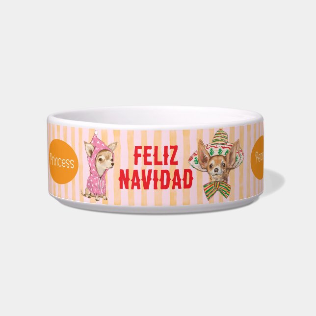 Comedero Chihuahua Feliz Navidad (Frente)