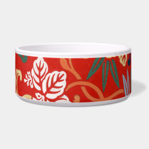 Comedero Chinoiserie Floral Japonés Rojo Kimono Hawaiano