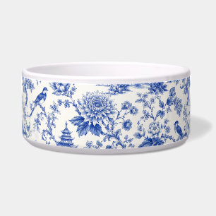 Comedero Chinoiserie Pagoda Floral Azul y Blanco Vintage