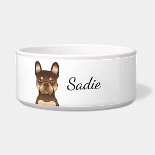 Comedero Chocolate y Tan French Bulldog Perro Lindo & Nombr