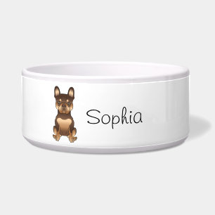 Comedero Chocolate y Tan French Bulldog Perro Lindo & Nombr