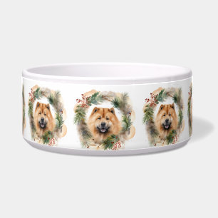 Comedero Chow Chow Corona de Navidad Cachorro Festivo
