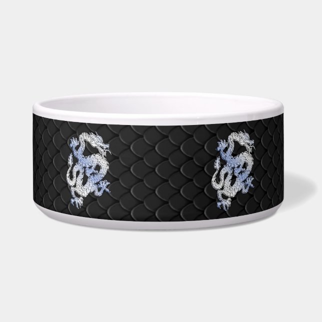 Comedero Chrome Style Dragon in Black Snake Skin Print (Frente)